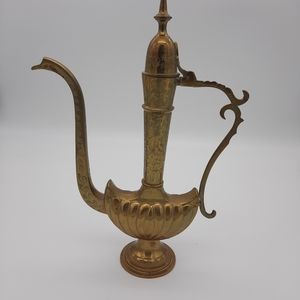 Brass Aftaba Ewer Tea Pot Etched 12 Inches Made In India